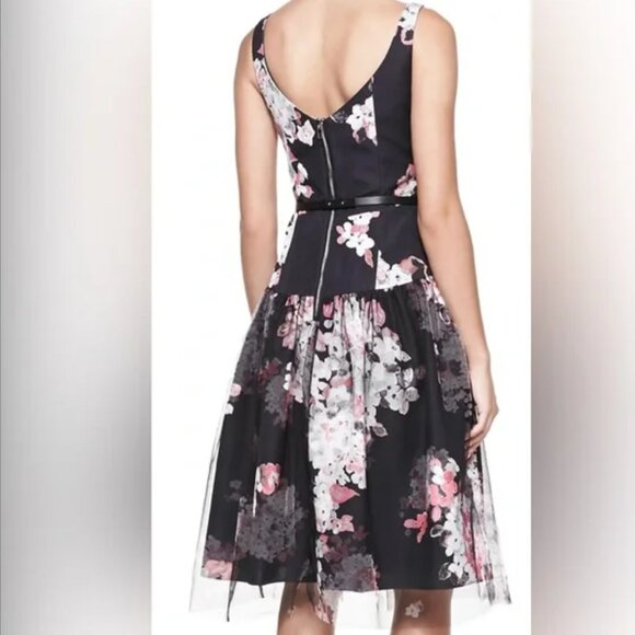 NWT Milly Natalie Floral Sleeveless Cocktail Dress Candy Black Pink Tulle 8 HTF - Picture 2 of 2